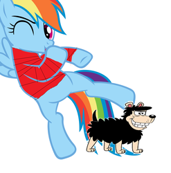 Size: 5028x5084 | Tagged: safe, rainbow dash, g4, 1000 hours in ms paint, absurd resolution, beano, clothes, crossover, dennis menace, dennis the menace and gnasher, gnasher, sweater