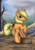 Size: 1024x1448 | Tagged: safe, artist:leyanor, applejack, g4, female, mountain, solo, tail wrap, tree