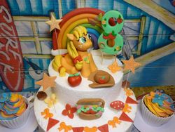 Size: 1600x1200 | Tagged: safe, artist:tsac-uk, applejack, g4, apple, cake, fondant, food, hat, irl, photo