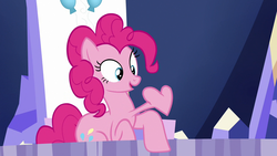 Size: 1280x720 | Tagged: safe, screencap, pinkie pie, earth pony, pony, 28 pranks later, g4, cartoon physics, female, heart bulge, heart pounding, heartbeat, mare, solo