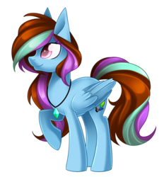 Size: 2284x2462 | Tagged: safe, artist:scarlet-spectrum, oc, oc only, oc:luna painter, art trade, crystal, cute, high res, jewelry, necklace, raised hoof, simple background, smiling, solo, transparent background