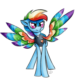 Size: 600x600 | Tagged: safe, artist:sallindaemon, rainbow dash, pegasus, pony, g4, alternate universe, colored wings, female, mare, multicolored wings, police, police officer, rainbow wings, simple background, solo, spread wings, transparent background, wings