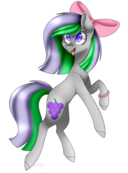 Size: 1664x2243 | Tagged: safe, artist:ohhoneybee, oc, oc only, oc:grape grass, hair bow, solo