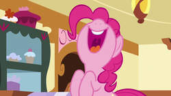 Size: 1280x720 | Tagged: safe, screencap, pinkie pie, pony, 28 pranks later, g4, female, laughing, mare, nose in the air, open mouth, solo, volumetric mouth
