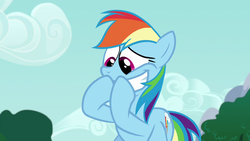 Size: 1280x720 | Tagged: safe, screencap, rainbow dash, pony, 28 pranks later, g4, cute, female, grin, mare, smiling, solo