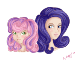 Size: 1500x1200 | Tagged: safe, artist:happyksu, rarity, sweetie belle, human, g4, duo, humanized