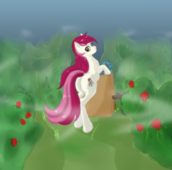 Size: 1400x1387 | Tagged: safe, artist:alicesparts, roseluck, pony, g4, female, flower, mist, rose, solo