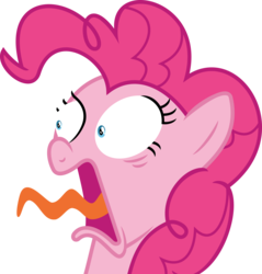 Size: 3405x3564 | Tagged: safe, artist:gebos97531, pinkie pie, 28 pranks later, g4, .svg available, female, high res, scared, simple background, solo, tongue out, transparent background, vector, wide eyes