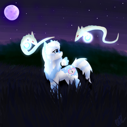 Size: 1000x1000 | Tagged: safe, artist:otpl, pony, unicorn, chibi wings, dark, glowing, inuyasha, kikyo, small wings, solo, soul skimmers