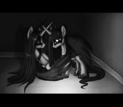 Size: 1194x1038 | Tagged: safe, artist:grinu, oc, oc only, oc:vileraven, duo, gothic