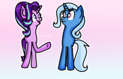 Size: 1024x664 | Tagged: safe, artist:pastel-pony-artist, starlight glimmer, trixie, pony, unicorn, g4, female, mare