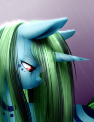 Size: 1024x1325 | Tagged: safe, artist:noodlefreak88, oc, oc only, oc:sweet serenity, anthro, bust, crying, detailed, looking down, rain, sad, solo, watermark, youtuber