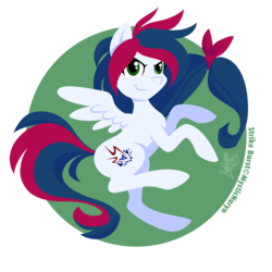 Size: 950x950 | Tagged: safe, artist:raygirl, oc, oc only, oc:strike burst, pegasus, pony, cutie mark, female, hooves, lineless, mare, smiling, solo, spread wings, wings