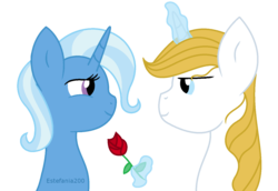 Size: 1424x982 | Tagged: safe, artist:estefania200, prince blueblood, trixie, pony, unicorn, g4, female, male, mare, ship:bluetrix, shipping, simple background, straight, transparent background, vector