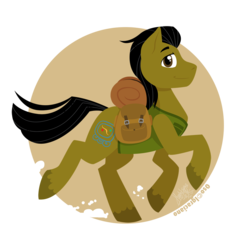 Size: 950x950 | Tagged: safe, artist:raygirl, oc, oc only, oc:oso, earth pony, pony, clothes, colored hooves, cutie mark, hooves, jacket, lineless, male, saddle bag, solo, stallion