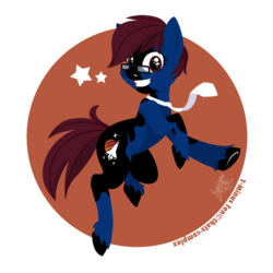 Size: 950x950 | Tagged: safe, artist:raygirl, oc, oc only, oc:t-minus ten, earth pony, pony, colored hooves, cutie mark, female, glasses, grin, hooves, lineless, mare, necktie, smiling, solo