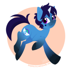 Size: 950x950 | Tagged: safe, artist:raygirl, oc, oc only, oc:star spectrum, pony, unicorn, colored hooves, cutie mark, hooves, horn, lineless, looking at you, male, smiling, solo, stallion