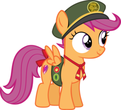 Size: 7554x6829 | Tagged: dead source, safe, artist:pink1ejack, scootaloo, pegasus, pony, 28 pranks later, g4, absurd resolution, cap, cute, cutealoo, female, filly, filly guides, foal, hat, simple background, smiling, solo, spread wings, the cmc's cutie marks, transparent background, vector, wings
