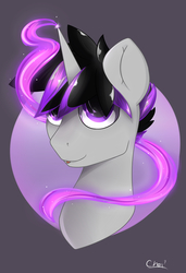 Size: 2050x3000 | Tagged: safe, artist:chapaevv, oc, oc only, oc:amethyst pen, pony, unicorn, bust, commission, high res, male, portrait, solo, stallion, ych result