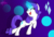 Size: 1024x696 | Tagged: safe, artist:whitelie, rarity, pony, unicorn, g4, abstract background, cute, cutie mark, cutie mark background, eyes closed, female, glowing horn, happy, horn, magic, mare, open mouth, purple background, raised hoof, raised leg, raribetes, signature, simple background, smiling, solo