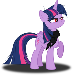 Size: 3000x3100 | Tagged: safe, artist:ruinedomega, idw, twilight sparkle, alicorn, pony, g4, ponies of dark water, spoiler:comic, clothes, corrupted, evil, high res, idw showified, messy mane, red eyes, scarf, simple background, standing, transparent background, twilight is anakin, twilight sparkle (alicorn), tyrant sparkle, vector