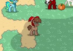 Size: 419x292 | Tagged: safe, oc, oc only, oc:heroic armour, pony, pony town, food, hat, male, pumpkin, screenshots, stallion