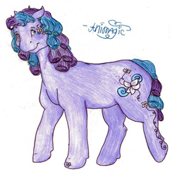 Size: 1512x1571 | Tagged: safe, artist:animagicworld, lavender lake, g3, female, solo, traditional art