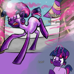 Size: 600x600 | Tagged: safe, artist:sallindaemon, twilight sparkle, g4, alternate hairstyle, female, magic, propheverse, solo