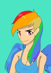 Size: 1024x1448 | Tagged: safe, artist:mangasaint, rainbow dash, human, g4, female, humanized, solo, winged humanization