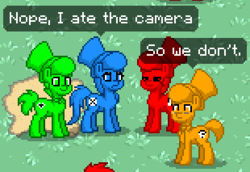 Size: 310x213 | Tagged: safe, oc, oc only, oc:maybe, oc:no, oc:nope, oc:yes, earth pony, pony, pony town, :|, female, frown, glare, hat, heart, lidded eyes, male, mare, nope, question mark, sad, smiling, speech bubble, stallion, top hat, unamused, wat, x, y