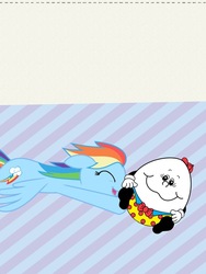 Size: 600x800 | Tagged: safe, rainbow dash, g4, :3, catching, egg, eyes closed, floppy ears, flying, hero, humpty dumpty, monochrome, mother goose, nursery rhyme (poem), open mouth, smiling, spread wings, wall