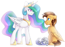 Size: 1024x733 | Tagged: safe, artist:starlyfly, princess celestia, oc, g4, commission, foal, shipping