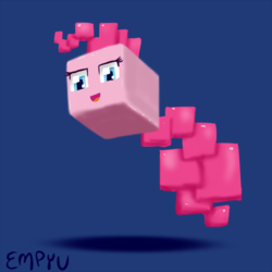 Size: 1000x1000 | Tagged: safe, artist:empyu, pinkie pie, g4, cube, cube pony, female, open mouth, open smile, smiling, solo, wat
