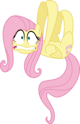 Size: 3567x5491 | Tagged: safe, artist:osipush, fluttershy, pegasus, pony, 28 pranks later, g4, absurd resolution, behaving like a sloth, female, mare, scared, simple background, solo, transparent background, underhoof, vector