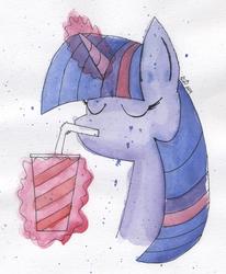 Size: 2114x2565 | Tagged: safe, artist:ogaraorcynder, twilight sparkle, g4, drink, female, high res, solo, traditional art