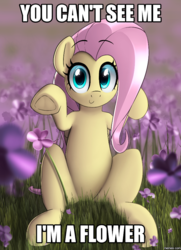 Size: 650x900 | Tagged: safe, artist:january3rd, fluttershy, g4, cute, female, flower, image macro, meme, parody, shyabetes, solo