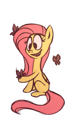 Size: 596x996 | Tagged: safe, artist:28gooddays, fluttershy, butterfly, g4, female, sketch, smiling, solo