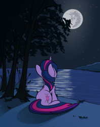Size: 1400x1776 | Tagged: safe, artist:sirvalter, twilight sparkle, g4, female, mare in the moon, moon, night, solo