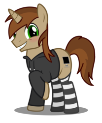 Size: 2015x2431 | Tagged: safe, oc, oc only, pony, unicorn, blushing, clothes, cute, high res, hoodie, looking at you, male, socks, stallion, striped socks