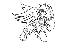 Size: 2000x1200 | Tagged: safe, artist:frecklesfanatic, oc, oc only, oc:night sky, pegasus, pony, fallout equestria, beanie, boots, clothes, ear piercing, earring, equipment, flashbang, grenade, hat, jewelry, lineart, piercing