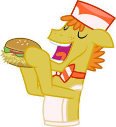 Size: 3033x3323 | Tagged: safe, artist:cloudy glow, carrot cake, 28 pranks later, g4, .ai available, brick, burger, food, hay burger, high res, implied injury, simple background, this will end in pain, this will end in tears, transparent background, vector