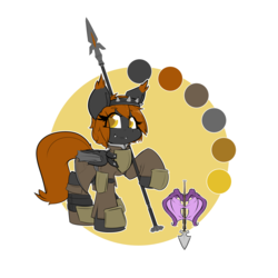 Size: 1280x1280 | Tagged: safe, artist:bbsartboutique, oc, oc only, oc:carnelianeclipsia, bat pony, pony, armor, cute, reference sheet, solo, spear, weapon