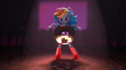 Size: 849x476 | Tagged: safe, screencap, rainbow dash, equestria girls, g4, dance off, disco ball, doll, equestria girls minis, female, solo, toy, youtube link