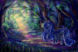 Size: 3000x2000 | Tagged: safe, artist:willywonka2703, princess luna, g4, female, forest, high res, solo