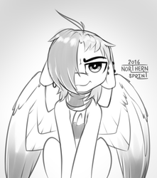 Size: 5100x5770 | Tagged: safe, artist:northernsprint, oc, oc only, oc:pasty needle, absurd resolution, clothes, floppy ears, monochrome, scarf, solo