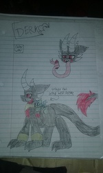 Size: 2560x1536 | Tagged: safe, artist:chillywilly, oc, oc only, oc:chilly willy, oc:derk, dragon, pony, duo, gem, lined paper, photo, size difference, traditional art