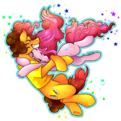 Size: 1600x1600 | Tagged: safe, artist:dragonfoxgirl, cheese sandwich, pinkie pie, g4, female, hug, male, ship:cheesepie, shipping, simple background, straight, transparent background