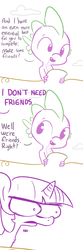 Size: 792x2376 | Tagged: safe, artist:tjpones, spike, twilight sparkle, friendship is magic, g4, comic, meme, no, rude, simple background, sketch, special eyes, twibitch sparkle, white background