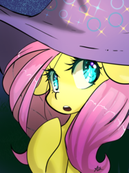 Size: 1280x1707 | Tagged: safe, artist:acharmingpony, fluttershy, g4, female, hat, solo, wizard hat