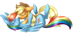 Size: 6517x3032 | Tagged: safe, artist:scarlet-spectrum, applejack, rainbow dash, earth pony, pegasus, pony, g4, absurd resolution, big ears, commission, cowboy hat, duo, eyes closed, female, hat, kiss on the lips, kissing, lesbian, mare, ship:appledash, shipping, simple background, stetson, transparent background, wings
